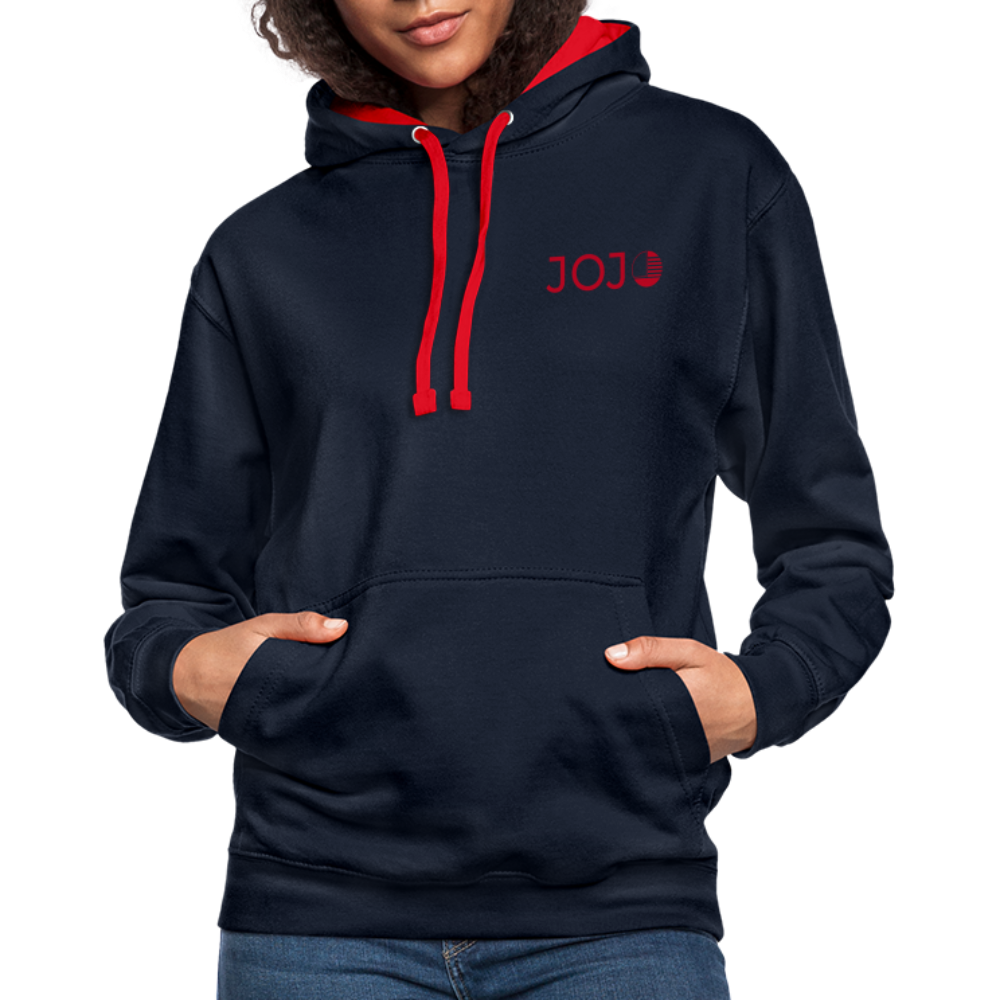 Kontrast-Hoodie - Navy/Rot