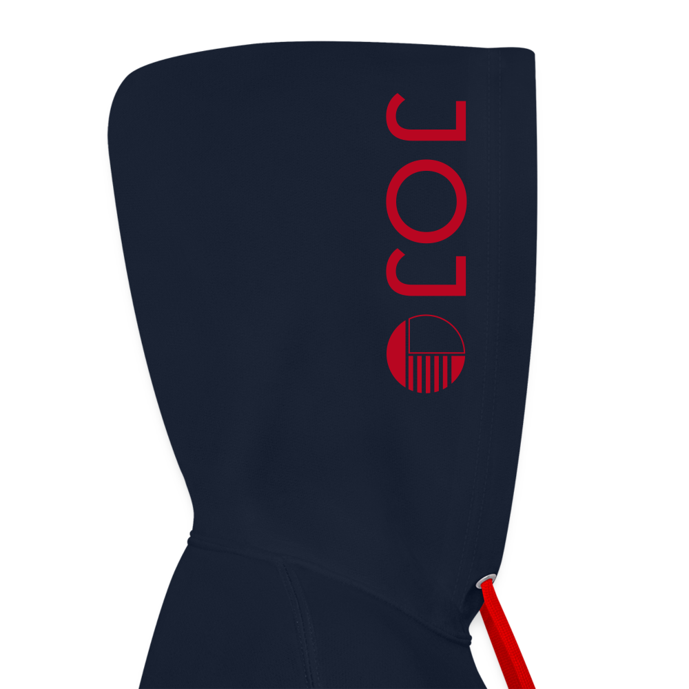 Kontrast-Hoodie - Navy/Rot