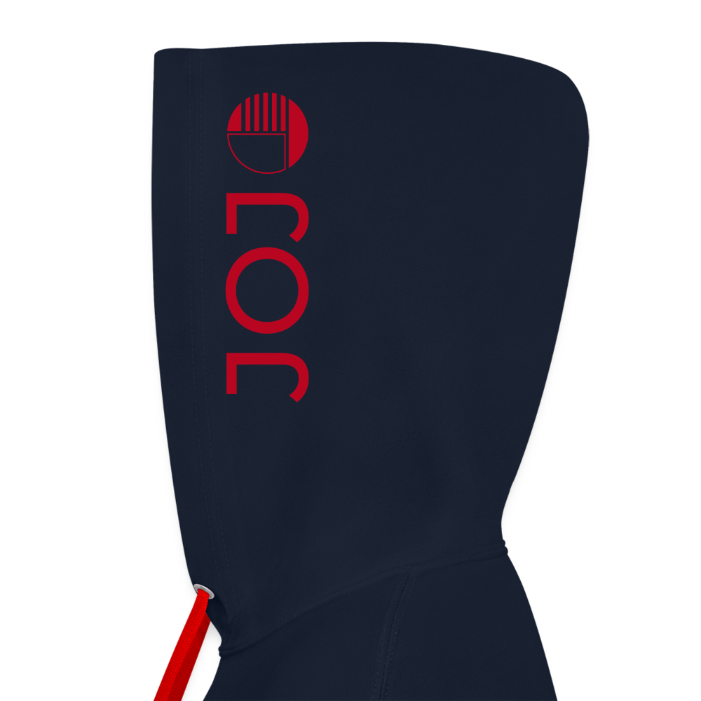 Kontrast-Hoodie - Navy/Rot